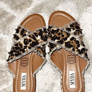 Myra Bag Brown Leopard Sandals